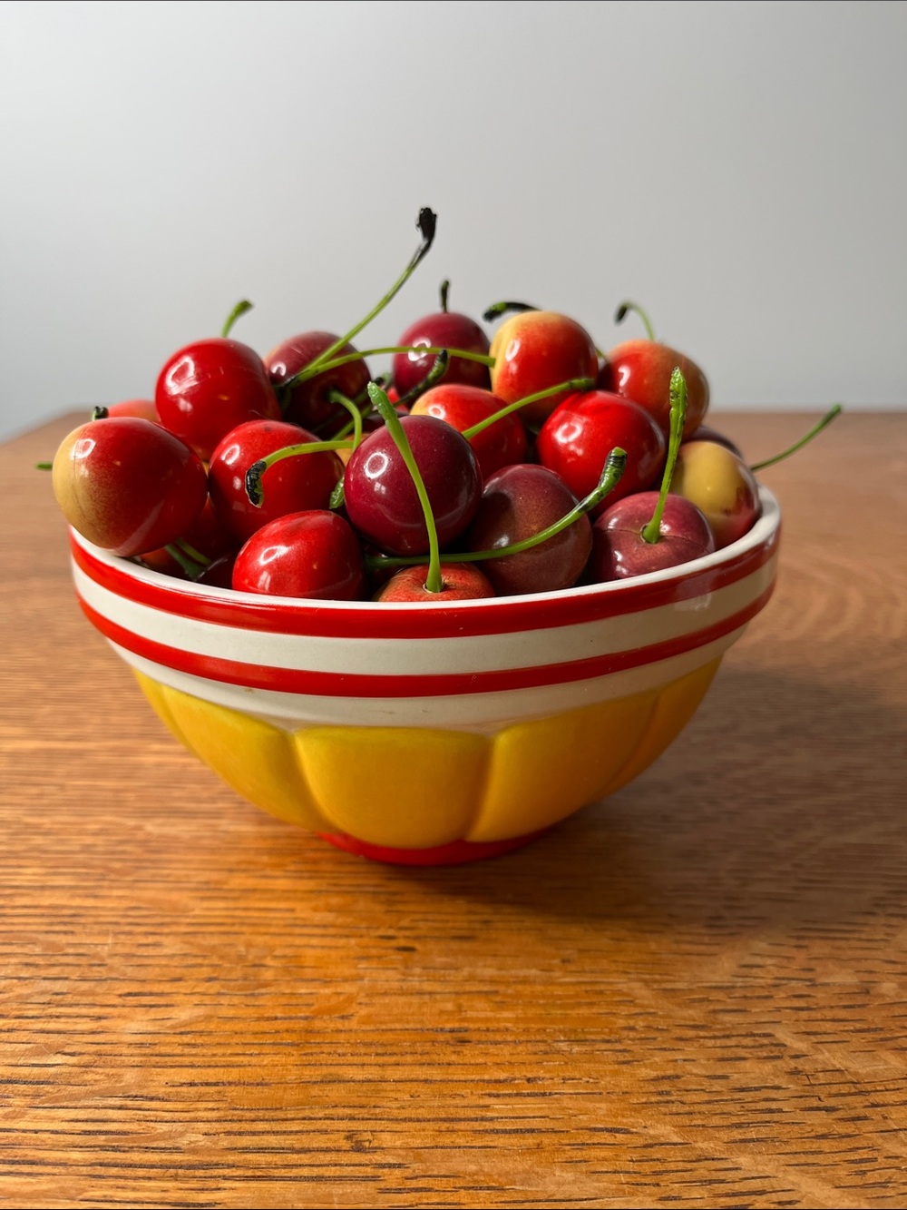 Dept 56 Life Is Just A Bowl Of Cherries Ceramic Mixing Bowl / Artificial Fruit
